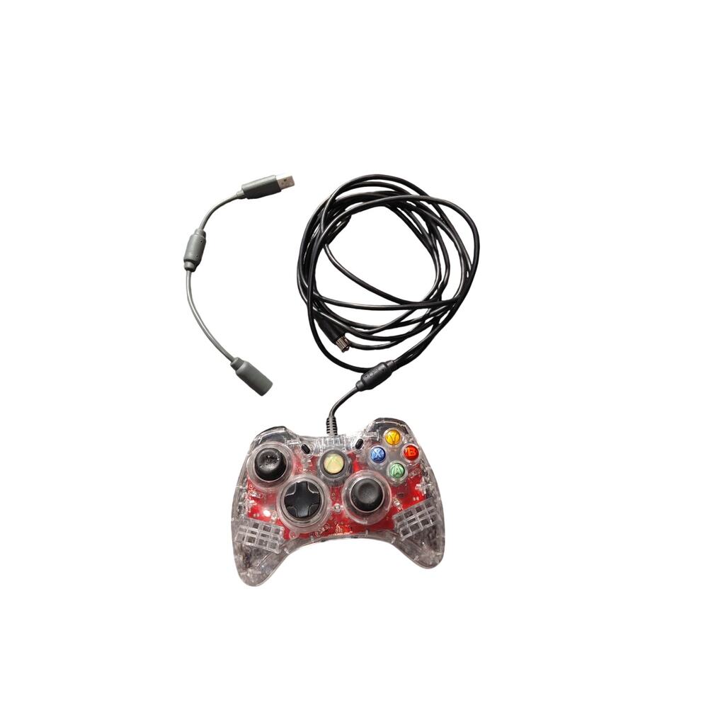 PDP Afterglow Wired Controller for Xbox 360 featuring a clear plastic shell